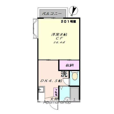 リヴレーヌ弐番館(1DK/2階)の間取り写真