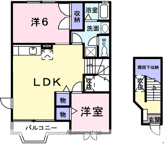 プレイスメゾンⅠ(2LDK/2階)の間取り写真