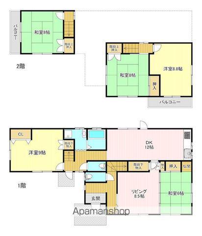 静岡県浜松市中央区 2階建 築37年(5LDK)の間取り写真