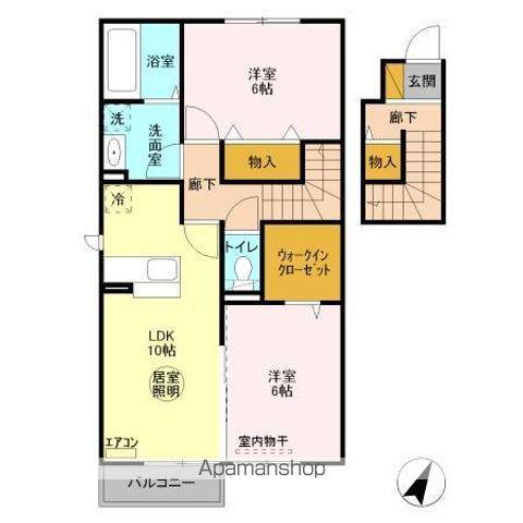 グラマードマレⅢ A(2LDK/2階)の間取り写真