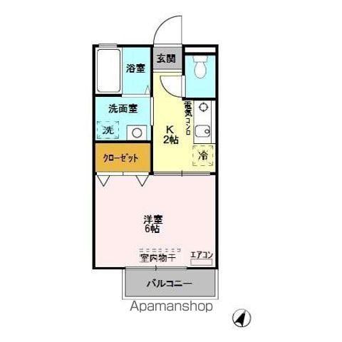 イーストハウス(1K/2階)の間取り写真