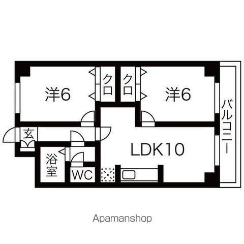 コーポ山陽(2LDK/3階)の間取り写真