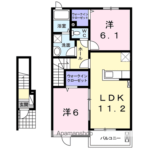 アークヒルズ知手C(2LDK/2階)の間取り写真