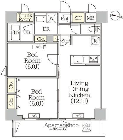 ORSUS志村坂上(2LDK/5階)の間取り写真