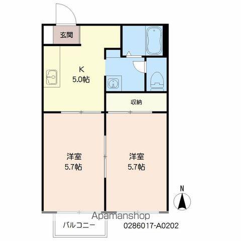 ディアス田嶋(2K/2階)の間取り写真
