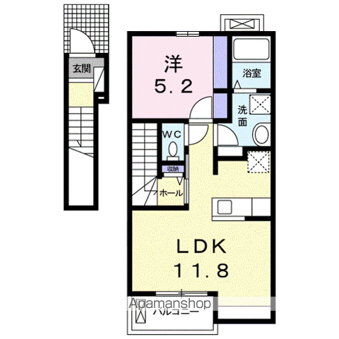 アクア フォレスト(1LDK/2階)の間取り写真