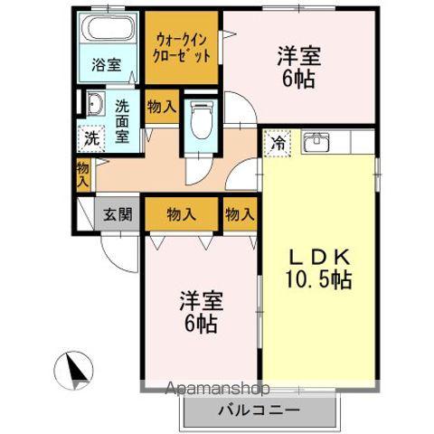 ヴェルドミール敷島AB(2LDK/2階)の間取り写真