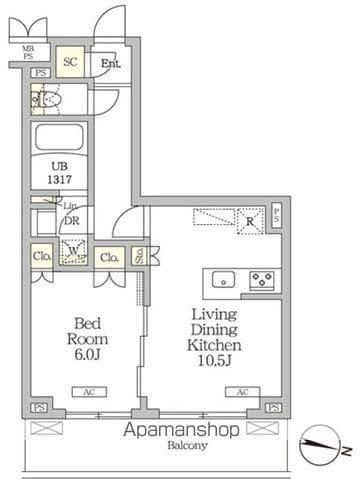 ミレーネ滝野川(1LDK/4階)の間取り写真