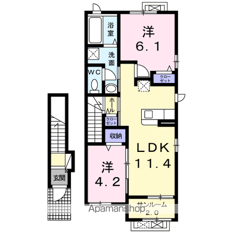 アヴァンセⅡ(2LDK/2階)の間取り写真