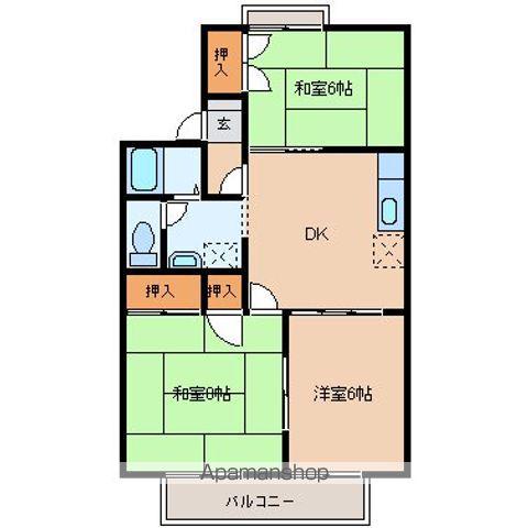 トゥインクルコートⅠ番館(3DK/2階)の間取り写真