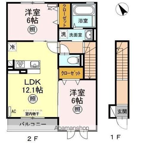 ラ・ピーノ3(2LDK/2階)の間取り写真