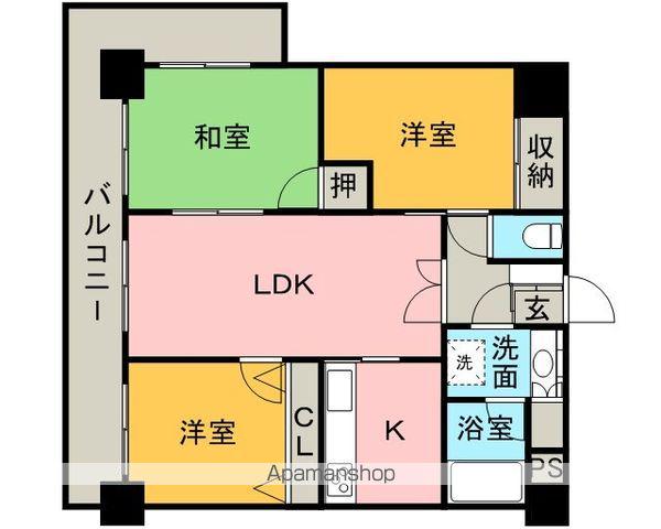 ロマネスク六ツ門(3LDK/3階)の間取り写真