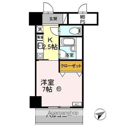 サンタウン竹鼻A棟(1K/6階)の間取り写真