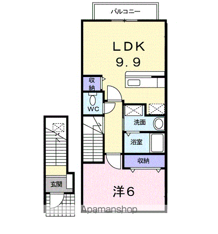 チェリーブラッサム(1LDK/2階)の間取り写真