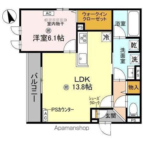 クラシスト東粉浜ウエスト(1LDK/3階)の間取り写真