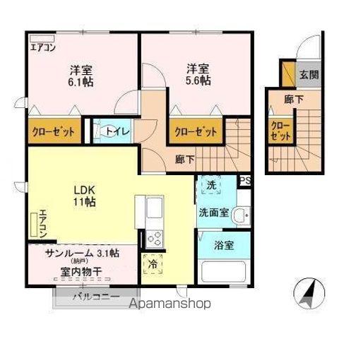 フォレステージ イーストB(2LDK/2階)の間取り写真