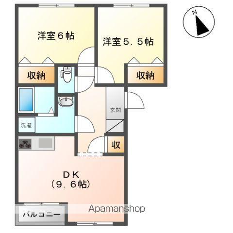 シティルミナスⅥ(2DK/2階)の間取り写真