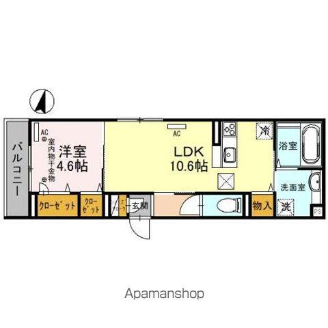 アヴァンス八潮B(1LDK/1階)の間取り写真