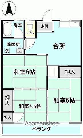 コーポはと(3DK/1階)の間取り写真