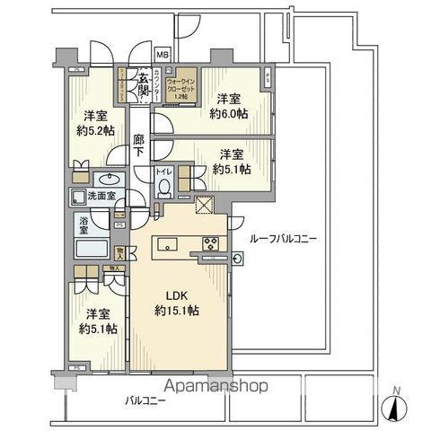 ヒルズグランデ稲毛パークフロント(4LDK/4階)の間取り写真