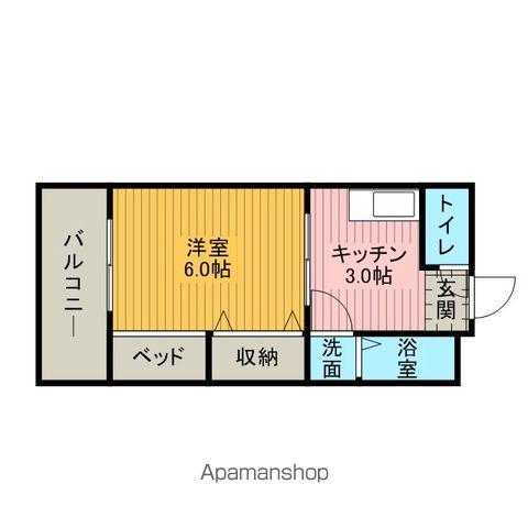 ドルフィン和白(1K/2階)の間取り写真