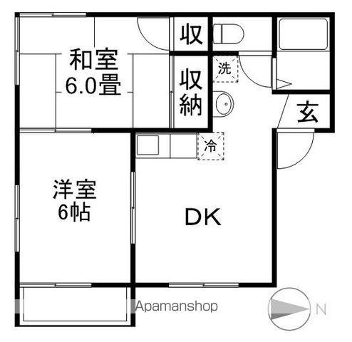 メゾン・ド・やまN棟(2DK/2階)の間取り写真