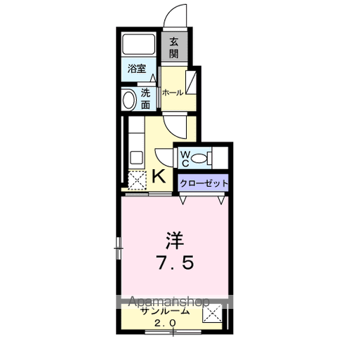 エレガント サンシャイン(1K/1階)の間取り写真