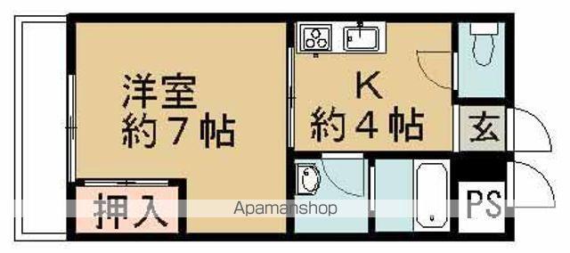 ベルビレッジ(1DK/1階)の間取り写真