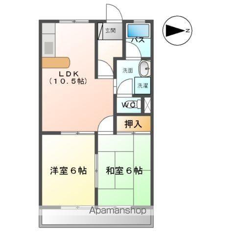 イースタンハウス(2LDK/2階)の間取り写真