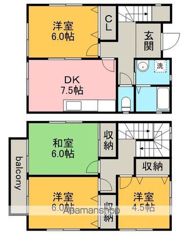名鉄名古屋本線 木曽川堤駅 徒歩6分 2階建 築28年(4DK)の間取り写真