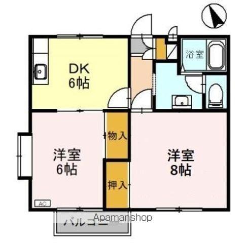 エステート M(2DK/2階)の間取り写真