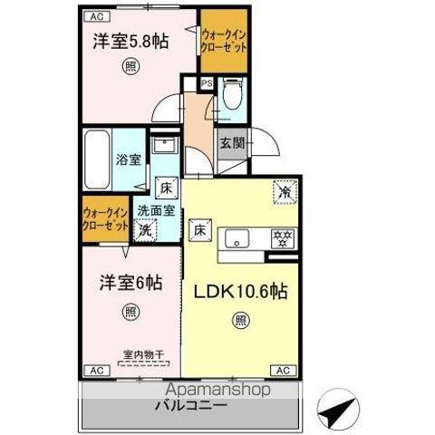 WM新八代 B(2LDK/1階)の間取り写真