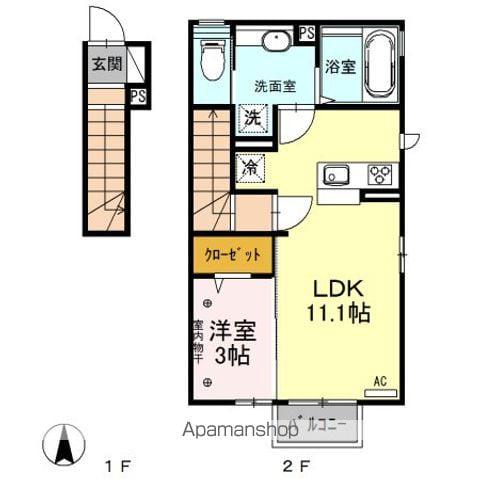 グランクッカ(1LDK/2階)の間取り写真