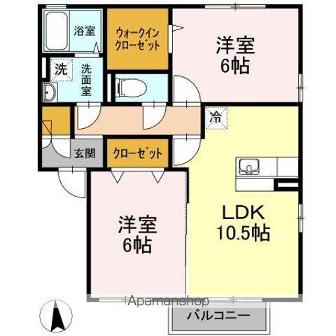 カンナ・ブルーム(2LDK/1階)の間取り写真