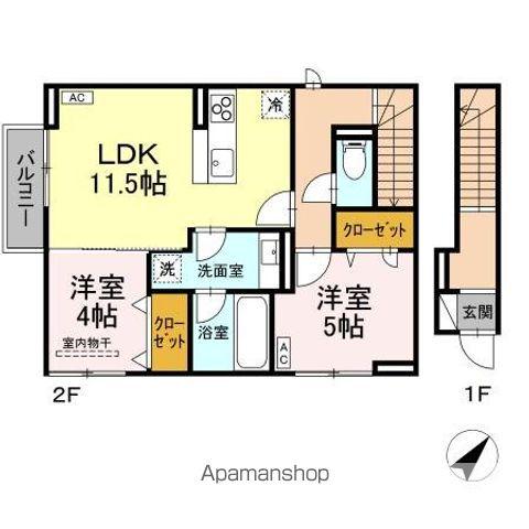 D-ROOM内山V(2LDK/2階)の間取り写真