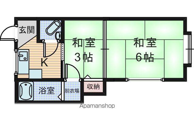 香住荘(2K/2階)の間取り写真
