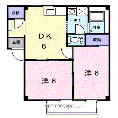 サンフィールドD(2DK/1階)の間取り写真