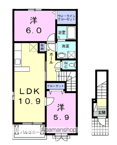 アブソリュート・リーベ(2LDK/2階)の間取り写真