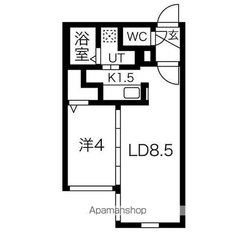 ラフィーネ南3条(1LDK/2階)の間取り写真