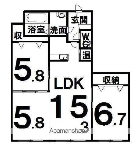 アビタあかしやⅡ(3LDK/3階)の間取り写真