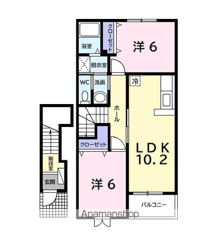 アブニールⅩⅤ(2LDK/2階)の間取り写真