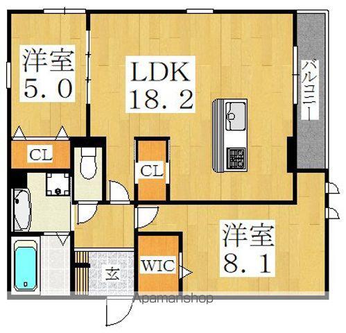 オーベル住ノ江(2LDK/2階)の間取り写真