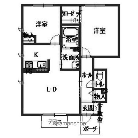 ハイツ熊見5 A棟(2LDK/1階)の間取り写真