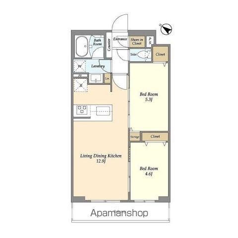 グランカーサ王子Ⅱ(2LDK/1階)の間取り写真