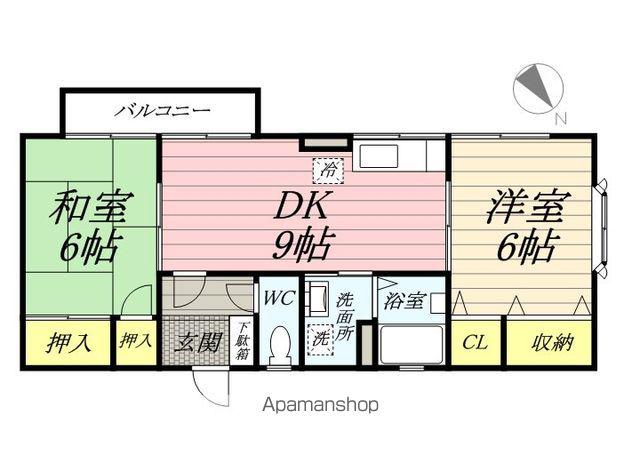 ヒルズ・ランドアイ(2DK/2階)の間取り写真