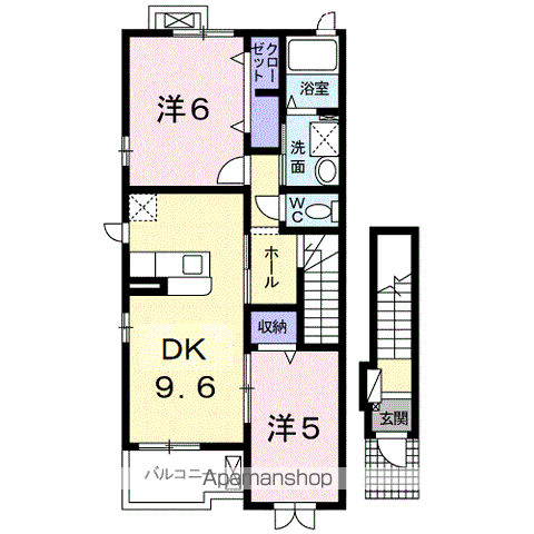 グランド・ソレイユ(2DK/2階)の間取り写真