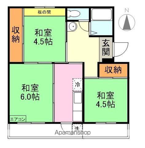 松原団地 A(3K/1階)の間取り写真