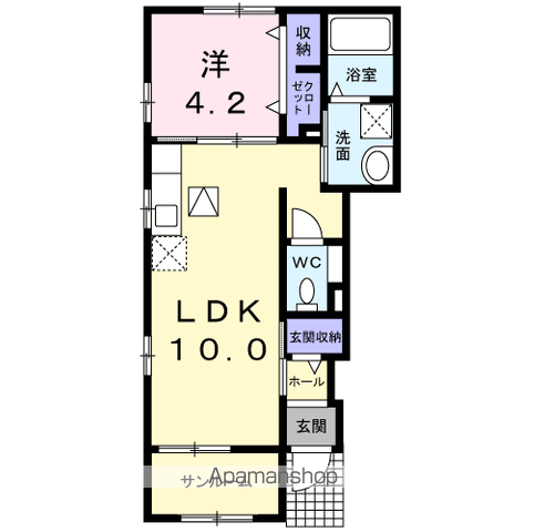 エレガンテ・カーサ(1LDK/1階)の間取り写真
