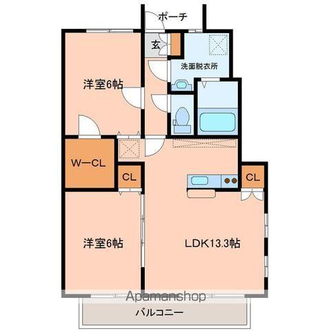 アヴァンセタウンB(2LDK/1階)の間取り写真