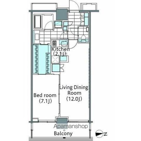 コンフォリア新宿イーストサイドタワー(1LDK/24階)の間取り写真